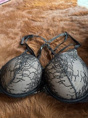 Victoria's Secret Black Lace Strappy Push-Up Bra
